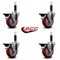 Service Caster 4'' Red Poly Swivel 1'' Expanding Stem Caster Set with Brake, 4PK SCC-EX20S414-PPUB-RED-PLB-1-4 - alternate 2